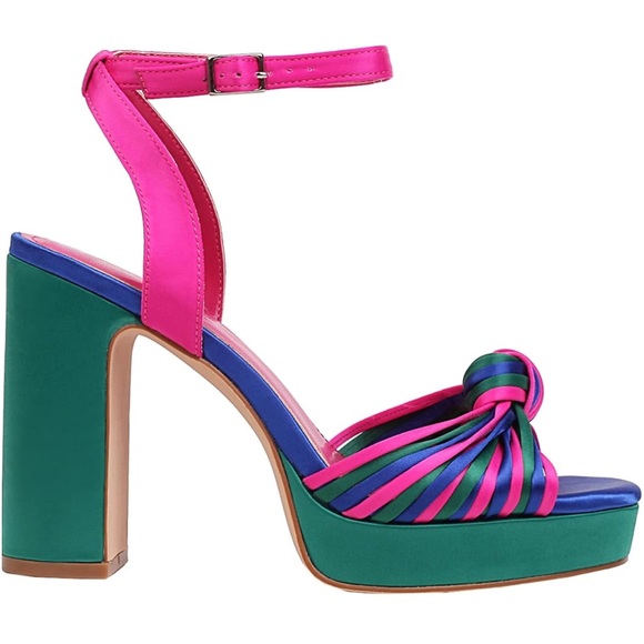 sun gurg Strappy Platform Heels for Women Platform High Heels Multicolored Ankle - Picture 7 of 16